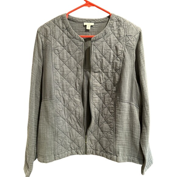 J.Jill  ~Lightweight Mixed-Media Quilted Jacket ~Size L Petite - Picture 5 of 6